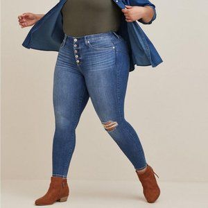 Torrid Women's High Rise Distressed Blue Jeans